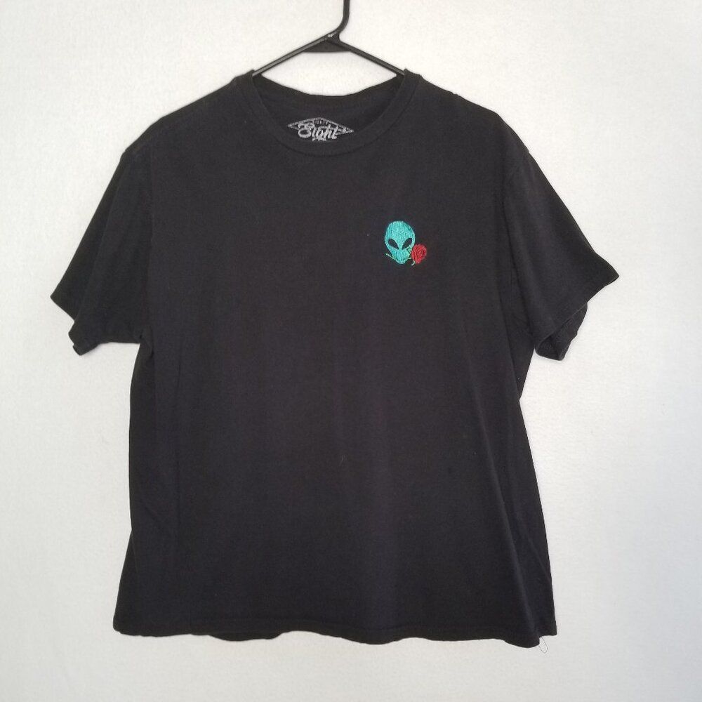 Eighty Eight Men's T Shirt Size Large Black Alien Space Short Sleeve